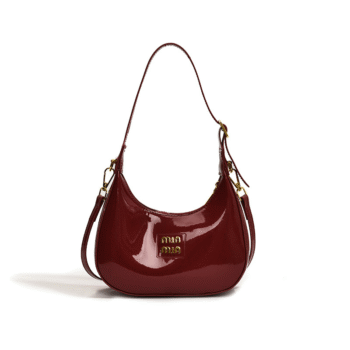 LuxeLure Glossy Crescent Bag – 2-in-1 Chic Carry by Miu Miu-Inspired Design